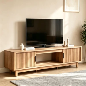 70" Mid Century Modern TV Stand, Mocha Brown Wood Entertainment Center with Storage Cabinets, Media Console Table with Straight Legs & Cable Management for Living Room, Bedroom, Office 70" Mid Century Modern TV Stand, Mocha Brown Wood Entertainment Center with Storage Cabinets, Media Console Table with Straight Legs & Cable Management for Living Room, Bedroom, Office