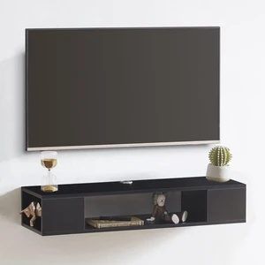Floating TV Stand, Wall Mounted Entertainment Center and Cabinet Shelf, TV Console with StorageMedia Console for DVD Player, Space-Saving Under TV Shelf for Bedroom, Living Room (Black) Floating TV Stand, Wall Mounted Entertainment Center and Cabinet Shelf, TV Console with StorageMedia Console for DVD Player, Space-Saving Under TV Shelf for Bedroom, Living Room (Black)