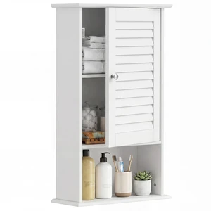 Medicine Cabinet, Wall Mounted Bathroom Cabinet Single Door Wooden Bathroom Wall Cabinet with Adjustable Shelf Medicine Cabinet, Wall Mounted Bathroom Cabinet Single Door Wooden Bathroom Wall Cabinet with Adjustable Shelf