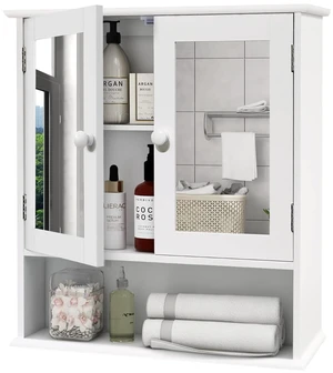 Medicine Cabinet, Medicine Cabinets for Bathroom with Mirror 2 Doors | 3 Open Shelf, Bathroom Cabinet Wall Mounted Wooden Storage Over Toilet Laundry Room Kitchen Medicine Cabinet, Medicine Cabinets for Bathroom with Mirror 2 Doors | 3 Open Shelf, Bathroom Cabinet Wall Mounted Wooden Storage Over Toilet Laundry Room Kitchen