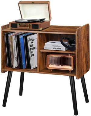 Record Player Stand with Vinyl Record Storage, Mid-Century Turntable Stand for Living Room Bedroom Office, Record Player Table, Vinyl Holder Holds up to 100 Albums, Rustic Brown Record Player Stand with Vinyl Record Storage, Mid-Century Turntable Stand for Living Room Bedroom Office, Record Player Table, Vinyl Holder Holds up to 100 Albums, Rustic Brown
