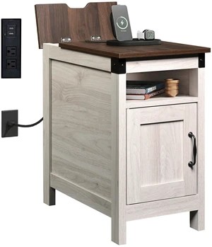 End Tables for Living Room & Bedroom w/Charging, Narrow Nightstand | 2 AC + 2 USB Ports; Hidden Flip Top Side Tables with Charging Station; Cabinet & Open Storage; for Couch Bedroom Living Room End Tables for Living Room & Bedroom w/Charging, Narrow Nightstand | 2 AC + 2 USB Ports; Hidden Flip Top Side Tables with Charging Station; Cabinet & Open Storage; for Couch Bedroom Living Room