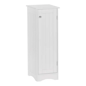 Ashland Single Door Slim Bathroom Storage Cabinet, White | Inset Beadboard Details, Narrow Bath Medicine Cabinet or Laundry Linen Cabinet with Interior Adjustable Shelf, Painted MDF Ashland Single Door Slim Bathroom Storage Cabinet, White | Inset Beadboard Details, Narrow Bath Medicine Cabinet or Laundry Linen Cabinet with Interior Adjustable Shelf, Painted MDF
