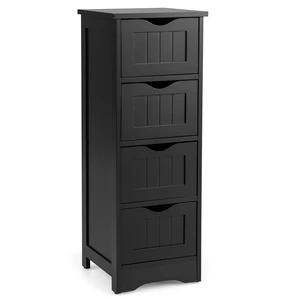 Bathroom Floor Cabinet, Freestanding Narrow Side Storage Organizer with 4 Drawers, Multifunctional Towel Cabinet with Anti-Tip Kit for Living Room Laundry Entryway (4 Drawers, Black) Bathroom Floor Cabinet, Freestanding Narrow Side Storage Organizer with 4 Drawers, Multifunctional Towel Cabinet with Anti-Tip Kit for Living Room Laundry Entryway (4 Drawers, Black)