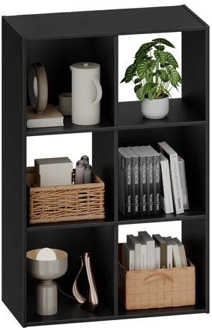 6 Cube Storage Organizer, Stackable Modular Bookcase Shelf | Vertical or Horizontal Use, Fits 11×11" Bins, Removable Back Panels, for Living Room, Office, Entrance Black Wood 6 Cube Storage Organizer, Stackable Modular Bookcase Shelf | Vertical or Horizontal Use, Fits 11×11" Bins, Removable Back Panels, for Living Room, Office, Entrance Black Wood