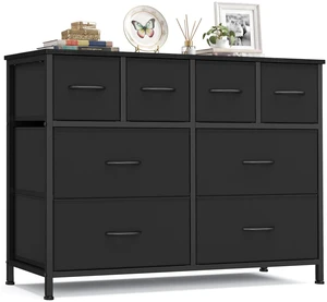 Wide Dresser for Bedroom, 8 Fabric Drawers with Steel Frame | Wood Tabletop, Clothes Organizer, Storage Cabinet, for Closet, Ink Black, BELLAH Collection ULGS234B101S Wide Dresser for Bedroom, 8 Fabric Drawers with Steel Frame | Wood Tabletop, Clothes Organizer, Storage Cabinet, for Closet, Ink Black, BELLAH Collection ULGS234B101S