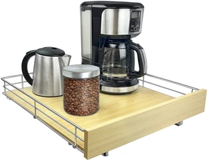 Slide Out Cabinet Organizer, Pull Out Drawer | 20W x 21D wood and chrome rollout shelf creates easy-access kitchen and pantry cabinet storage for cookware and essentials Slide Out Cabinet Organizer, Pull Out Drawer | 20W x 21D wood and chrome rollout shelf creates easy-access kitchen and pantry cabinet storage for cookware and essentials