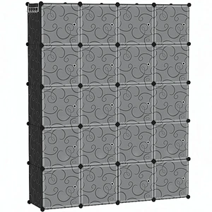 20-Cube Storage Organizer with Door Platic Closet Organizer Black | Modular Bookshelf, Storage Shelving, Portable Shelves Organizing Units Ideal for Bedroom, Home 20-Cube Storage Organizer with Door Platic Closet Organizer Black | Modular Bookshelf, Storage Shelving, Portable Shelves Organizing Units Ideal for Bedroom, Home
