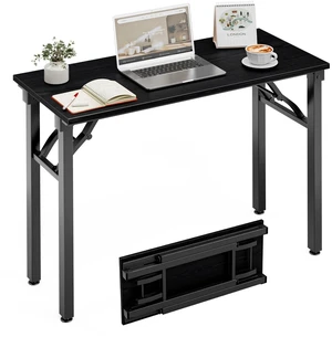 Folding Table Computer Desk - 35.8" No Assembly Folding Desk Design and Foldable Office Desk, Small Desk for Bedroom, Compact Storage Portable Use for Dorm and RV Small Space, Dark Oak Folding Table Computer Desk - 35.8" No Assembly Folding Desk Design and Foldable Office Desk, Small Desk for Bedroom, Compact Storage Portable Use for Dorm and RV Small Space, Dark Oak