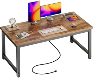 55 x 24 inch Desk with Power Outlets & 0.95 Inch Thicker Desktop | Robust Metal Tubes, USB-C, Computer Desk, Heavy Duty Office Desk, Work Gaming Desk for Home Office, Rustic Brown 55 x 24 inch Desk with Power Outlets & 0.95 Inch Thicker Desktop | Robust Metal Tubes, USB-C, Computer Desk, Heavy Duty Office Desk, Work Gaming Desk for Home Office, Rustic Brown