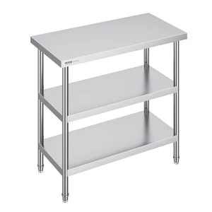 Stainless Steel Food Prep Table, 18 x 36 x 34 Inch Commercial Kitchen Worktable, with 2 Adjustable Undershelf, Heavy Duty Prep Metal Work Table for BBQ, Kitchen, Home, and Garage Stainless Steel Food Prep Table, 18 x 36 x 34 Inch Commercial Kitchen Worktable, with 2 Adjustable Undershelf, Heavy Duty Prep Metal Work Table for BBQ, Kitchen, Home, and Garage