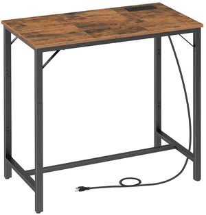 Bar Table with Charging Station, Rectangular Pub Table, High Top Coffee Table, Counter Bar Height Table, Narrow Long Dining Table, 35.4" L x 15.7" W x 35.6" H, Rustic Brown and Black BF90UBT01 Bar Table with Charging Station, Rectangular Pub Table, High Top Coffee Table, Counter Bar Height Table, Narrow Long Dining Table, 35.4" L x 15.7" W x 35.6" H, Rustic Brown and Black BF90UBT01