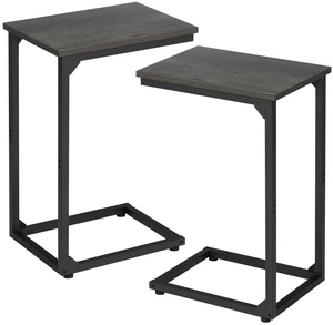 C Shaped End Table Set of 2, Couch Side Table That Slide Under | TV Trays for Eating on Couch, Narrow Small Space Side Tables for Living Room Bedroom, Dark Grey C Shaped End Table Set of 2, Couch Side Table That Slide Under | TV Trays for Eating on Couch, Narrow Small Space Side Tables for Living Room Bedroom, Dark Grey