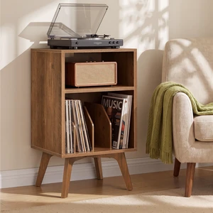 End Table, Mid-Century Record Player Stand, Holds 160 Albums | Wood Side Table, 15.7 x 18.9 x 31.5 in, Open Storage for Living Room, Honey Brown, MAEZO Collection ULET291K101 End Table, Mid-Century Record Player Stand, Holds 160 Albums | Wood Side Table, 15.7 x 18.9 x 31.5 in, Open Storage for Living Room, Honey Brown, MAEZO Collection ULET291K101