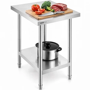 Stainless Steel Prep Table, 24 x 18 x 34 Inch, Heavy Duty Metal Worktable with 3 Adjustable Height Levels, Commercial Workstation for Kitchen Garage Restaurant Backyard Stainless Steel Prep Table, 24 x 18 x 34 Inch, Heavy Duty Metal Worktable with 3 Adjustable Height Levels, Commercial Workstation for Kitchen Garage Restaurant Backyard