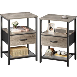 Nightstand Set of 2, Night Stand with Fabric Drawer, Mesh Shelf | Side Table with Storage, Fabric Drawer Dresser, Open Shelf, Metal Frame, Bedroom, Oak Nightstand Set of 2, Night Stand with Fabric Drawer, Mesh Shelf | Side Table with Storage, Fabric Drawer Dresser, Open Shelf, Metal Frame, Bedroom, Oak