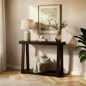 Classic Console Table, with Shelf, 36 Inch, Walnut | Non-Toxic Finishes, Versatile Design, Built-In Storage, Elegant Details, Easy Assembly, Quick Setup, Solid Wood Classic Console Table, with Shelf, 36 Inch, Walnut | Non-Toxic Finishes, Versatile Design, Built-In Storage, Elegant Details, Easy Assembly, Quick Setup, Solid Wood