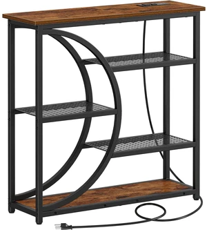 Entryway Table, Console Table with Charging Station, Industrial Narrow Sofa Table with 5 Tier Storage Shelves, Entrance Table for Hallway, Behind The Couch, Living Room, Foyer Entryway Table, Console Table with Charging Station, Industrial Narrow Sofa Table with 5 Tier Storage Shelves, Entrance Table for Hallway, Behind The Couch, Living Room, Foyer