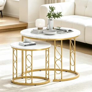 Coffee Table Faux Marble Nesting Table for Small Place 2 Sets Modern Furniture Living Room Sets End Side Table Night Stand for Bed Room Dining Room (White & Gold) Coffee Table Faux Marble Nesting Table for Small Place 2 Sets Modern Furniture Living Room Sets End Side Table Night Stand for Bed Room Dining Room (White & Gold)
