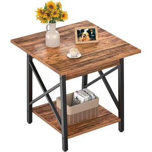 24 Inch Square End Table, X-Frame with Large 2-Tier Storage | Sturdy Frame Fits Living Room, Bedroom, Home Office, Holds Printer, Mini Fridge, Scratchproof Top, Easy Assembly, Walnut 24 Inch Square End Table, X-Frame with Large 2-Tier Storage | Sturdy Frame Fits Living Room, Bedroom, Home Office, Holds Printer, Mini Fridge, Scratchproof Top, Easy Assembly, Walnut