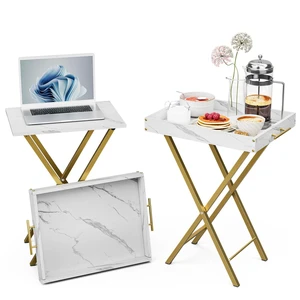 Folding TV Tray Tables, Set of 2 Side Table for Small Place, Snack Eating Tables at Couch, Folding Tables with Removable Serving Tray, Portable End Table Easy Assembly Folding TV Tray Tables, Set of 2 Side Table for Small Place, Snack Eating Tables at Couch, Folding Tables with Removable Serving Tray, Portable End Table Easy Assembly