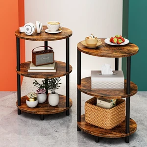 Small Round Side Table - 3-Tier Oval Accent Table for Small Spaces, Rustic Wood and Metal Couch End Table, Nightstand for Bedroom or End Table Living Room, Set of 2, Rustic Brown Small Round Side Table - 3-Tier Oval Accent Table for Small Spaces, Rustic Wood and Metal Couch End Table, Nightstand for Bedroom or End Table Living Room, Set of 2, Rustic Brown