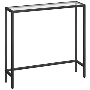 29.5" Narrow Console Table, Modern Sofa Table Behind Couch Table | Tempered Glass Entryway Table, Small Side Table for Entrance, Living Room, Foyer, Hallway, Bedroom, Black BK07XG01 29.5" Narrow Console Table, Modern Sofa Table Behind Couch Table | Tempered Glass Entryway Table, Small Side Table for Entrance, Living Room, Foyer, Hallway, Bedroom, Black BK07XG01