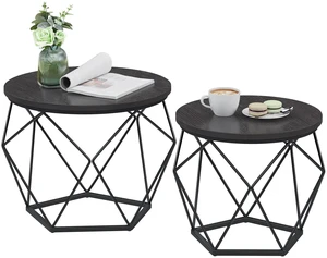 Small Round Coffee Table Set of 2, with Steel Frame | Side End Table for Living Room, Bedroom, Office, 19.7 Dia. x 15.7 H Inches, Charcoal Gray and Ink Black, ULET040B22 Small Round Coffee Table Set of 2, with Steel Frame | Side End Table for Living Room, Bedroom, Office, 19.7 Dia. x 15.7 H Inches, Charcoal Gray and Ink Black, ULET040B22
