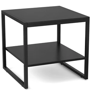 End Table, 20 Inch Square Side Table, Mini Fridge Stand, Black | 2-Tier Storage Shelves, Industrial Wood Small Table Stand for Living Room, Bedroom, Office End Table, 20 Inch Square Side Table, Mini Fridge Stand, Black | 2-Tier Storage Shelves, Industrial Wood Small Table Stand for Living Room, Bedroom, Office
