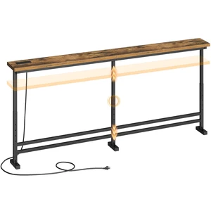 78.7" Console Table with Adjustable Height (27.6"-35.4") and Power Outlet, Skinny Behind Couch Table, Narrow Long Sofa Table for Living Room, Hallway, Entryway, Rustic Brown and Black CT09UBR 78.7" Console Table with Adjustable Height (27.6"-35.4") and Power Outlet, Skinny Behind Couch Table, Narrow Long Sofa Table for Living Room, Hallway, Entryway, Rustic Brown and Black CT09UBR