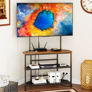 23" to 60" Floor Corner TV Stand For Bedroom With Mount, Universal Corner TV Desk Table With Storage Shelves For Bedroom Small Space,Rustic Television Stands Desk,Heavy Duty Structure,Adjustable Feet 23" to 60" Floor Corner TV Stand For Bedroom With Mount, Universal Corner TV Desk Table With Storage Shelves For Bedroom Small Space,Rustic Television Stands Desk,Heavy Duty Structure,Adjustable Feet