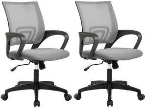 Ergonomic Office Chair | Mid-Back Swivel Desk Chair | Breathable Backrest & Lumbar Support | Adjustable Height | Sponge Seat | Rolling Wheels | Grey | for Adults & Women | Pack of 2 Ergonomic Office Chair | Mid-Back Swivel Desk Chair | Breathable Backrest & Lumbar Support | Adjustable Height | Sponge Seat | Rolling Wheels | Grey | for Adults & Women | Pack of 2
