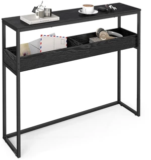 39.4 Inches Console Table, Narrow Sofa Table, 2-Tier | Easy Assembly, Semi-Open Compartments, Entryway Table for Living Room, Bedroom, Ebony Black and Ink Black ULNT091B01 39.4 Inches Console Table, Narrow Sofa Table, 2-Tier | Easy Assembly, Semi-Open Compartments, Entryway Table for Living Room, Bedroom, Ebony Black and Ink Black ULNT091B01
