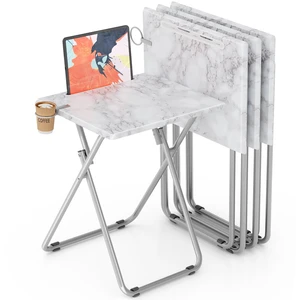 TV Tray Table,Folding Table with Cup Holder Portable,Foldable Snack Tray for Eating,Small Folding Tables Set of 4,Dinner Tables for Couch, Living Room,Small Space (White Marble,4Pcs) TV Tray Table,Folding Table with Cup Holder Portable,Foldable Snack Tray for Eating,Small Folding Tables Set of 4,Dinner Tables for Couch, Living Room,Small Space (White Marble,4Pcs)
