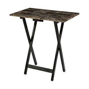 Home Decor Tray Table Set, Faux Marble, Brown Home Decor Tray Table Set, Faux Marble, Brown