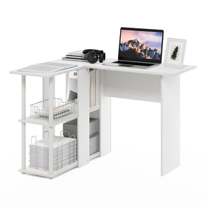 Abbott L-Shape Desk with Bookshelf, 41.14 (W) x 28.94 (H) x 34.45 (D) inches, White/White Abbott L-Shape Desk with Bookshelf, 41.14 (W) x 28.94 (H) x 34.45 (D) inches, White/White