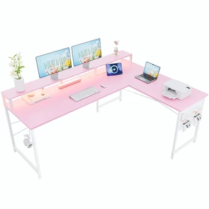 64 Inch L Shaped Gaming Desk with Monitor Stand and Power Outlets | Large Corner Computer Desk With Pegboard & Led Lights USB Charging Ports for Home Office Study and Writing Bedroom and Dorms 64 Inch L Shaped Gaming Desk with Monitor Stand and Power Outlets | Large Corner Computer Desk With Pegboard & Led Lights USB Charging Ports for Home Office Study and Writing Bedroom and Dorms