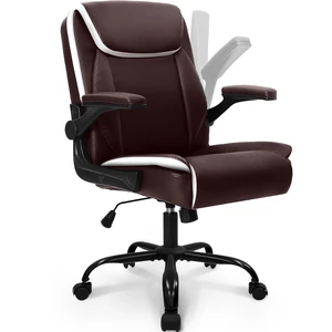 PU Leather Office Desk Chair with Adjustable Arms, Warm Brown | Ergonomic Mid Back Computer Desk Chair Comfy with Wheels Swivel Rolling for Home Office Gaming Study PU Leather Office Desk Chair with Adjustable Arms, Warm Brown | Ergonomic Mid Back Computer Desk Chair Comfy with Wheels Swivel Rolling for Home Office Gaming Study