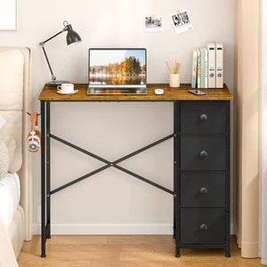 Small Computer Desk with 4 Fabric Drawers, 36 Inch Reversible Writing Desk for Home Office Bedroom, Modern Simple Kids Student Study Desk with Storage, Compact Desk for Small Spaces, Rustic Brown Small Computer Desk with 4 Fabric Drawers, 36 Inch Reversible Writing Desk for Home Office Bedroom, Modern Simple Kids Student Study Desk with Storage, Compact Desk for Small Spaces, Rustic Brown