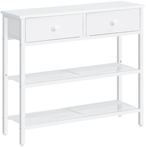 29.5" Narrow Console Table with 2 Fabric Drawers, Small Sofa Table | Entryway Table with 3-Tier Storage Shelves, Behind Couch Table, for Living Room, Hallway, White WW72XG01G1 29.5" Narrow Console Table with 2 Fabric Drawers, Small Sofa Table | Entryway Table with 3-Tier Storage Shelves, Behind Couch Table, for Living Room, Hallway, White WW72XG01G1
