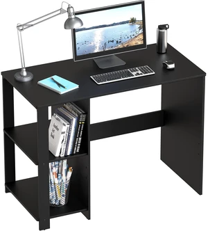 38-Inch Home Office Computer Desk with Shelves, Black