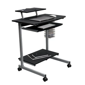 Rolling Computer Desk Cart w/ Keyboard Tray & Wheels, Black | Locking casters, printer stand, office cart, compact desk, home office, small space computer workstation Rolling Computer Desk Cart w/ Keyboard Tray & Wheels, Black | Locking casters, printer stand, office cart, compact desk, home office, small space computer workstation