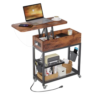 Lift-Top Side Table with Charging Station, USB Ports & AC Outlets | Mobile End Table Hidden Storage, Wheels - Rustic Wood Nightstand for Living Room, Bedroom, Office Lift-Top Side Table with Charging Station, USB Ports & AC Outlets | Mobile End Table Hidden Storage, Wheels - Rustic Wood Nightstand for Living Room, Bedroom, Office