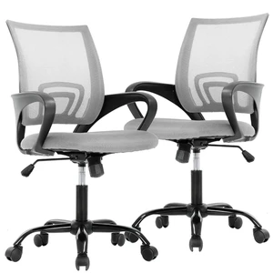 Ergonomic Office Chair | Grey | Pack of 2 | Mesh Desk Chair | with Lumbar Support & Adjustable Height | Breathable Mid-Back Design & High Density Sponge | For Home, Office Ergonomic Office Chair | Grey | Pack of 2 | Mesh Desk Chair | with Lumbar Support & Adjustable Height | Breathable Mid-Back Design & High Density Sponge | For Home, Office