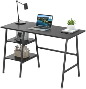 43.1 Inch Computer Desk Home Office Black Study Desk Work Office Table with Shelves Wooden Desk for Bedroom 43.1 Inch Computer Desk Home Office Black Study Desk Work Office Table with Shelves Wooden Desk for Bedroom