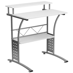 Clifton White Computer Desk 28 Inch | Perforated Side Panels, Self-Leveling Floor Glides Clifton White Computer Desk 28 Inch | Perforated Side Panels, Self-Leveling Floor Glides