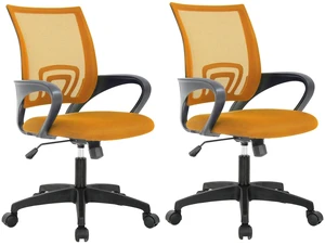 Ergonomic Office Chair | Mid-Back Swivel Desk Chair | Breathable Backrest & Lumbar Support | Adjustable Height | Sponge Seat | Rolling Wheels | Orange | for Adults & Women | Pack of 2 Ergonomic Office Chair | Mid-Back Swivel Desk Chair | Breathable Backrest & Lumbar Support | Adjustable Height | Sponge Seat | Rolling Wheels | Orange | for Adults & Women | Pack of 2