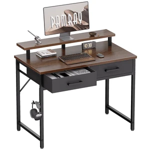32 Inch Small Computer Desk with Monitor Stand and 2 Drawers | Small Gaming Desk, for Bedroom Apartment and Dorm, for Study Work and Writing, Small Spaces, Sturdy, Easy Assembly 32 Inch Small Computer Desk with Monitor Stand and 2 Drawers | Small Gaming Desk, for Bedroom Apartment and Dorm, for Study Work and Writing, Small Spaces, Sturdy, Easy Assembly