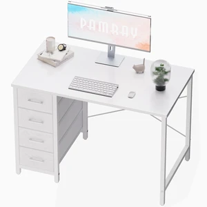 32 Inch Computer Desk with 4 Drawers Small Office Desk for Home Bedroom Study Writing Simple Modern Computer Table White 32 Inch Computer Desk with 4 Drawers Small Office Desk for Home Bedroom Study Writing Simple Modern Computer Table White