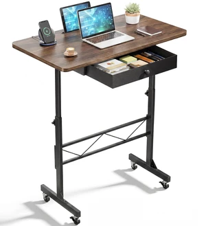 Small Standing Desk with Storage Drawer, Mobile Height Adjustable Rolling Sit Stand Desk with Lockable Wheels 4Level Portable Laptop Desk for Small Space Home Office Treadmill Workstation Small Standing Desk with Storage Drawer, Mobile Height Adjustable Rolling Sit Stand Desk with Lockable Wheels 4Level Portable Laptop Desk for Small Space Home Office Treadmill Workstation